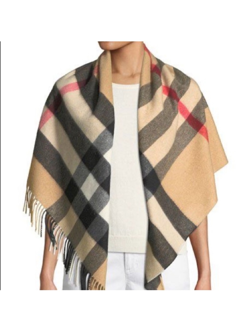 Burberry Tan Check Fringe Bandana scarf Scarf - Picture 4 of 4
